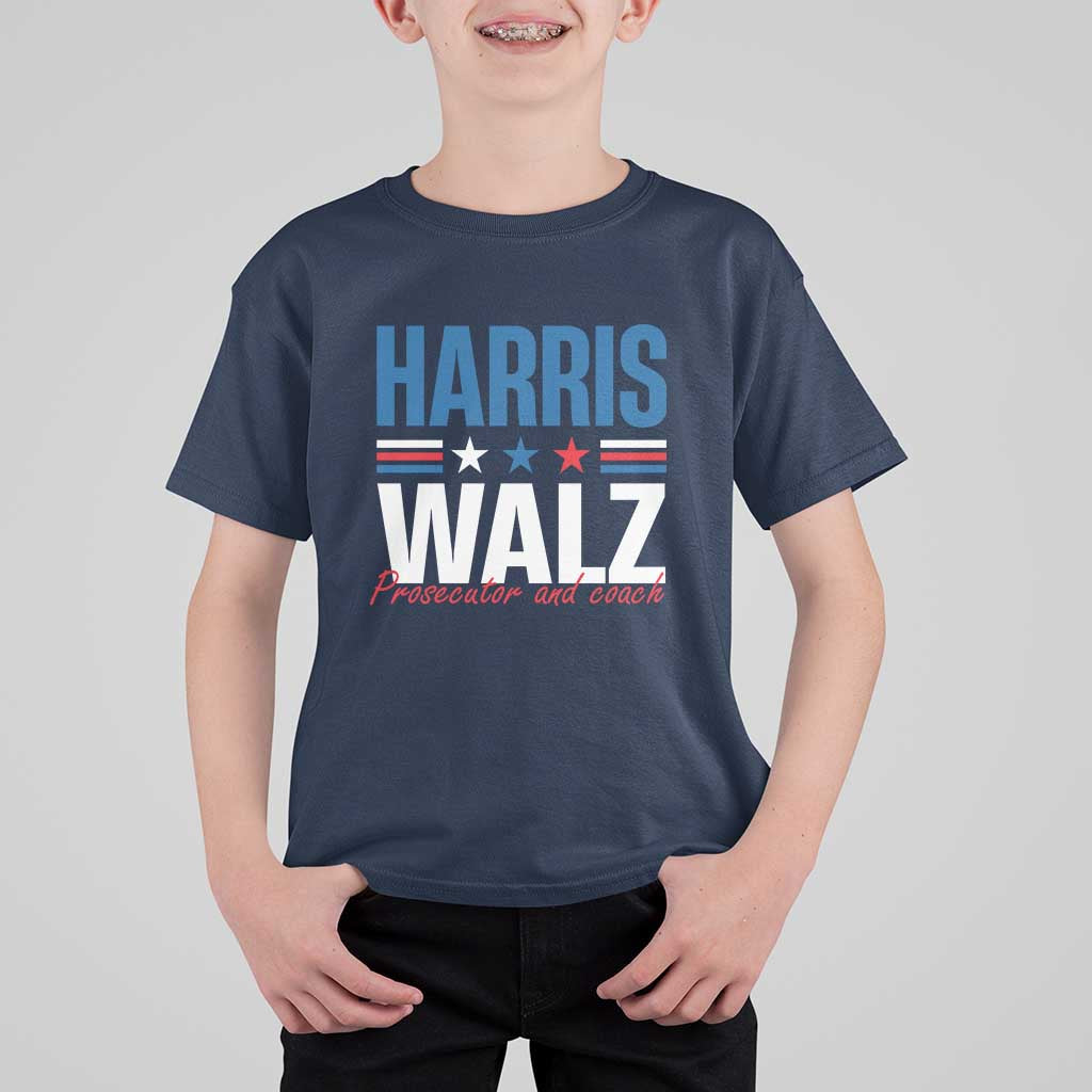Harris Walz Supporter T Shirt For Kid Prosecutor And Coach Star US Elections 2024 - Wonder Print Shop