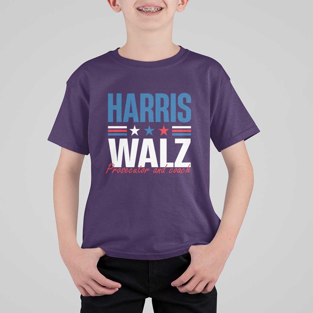 Harris Walz Supporter T Shirt For Kid Prosecutor And Coach Star US Elections 2024 - Wonder Print Shop
