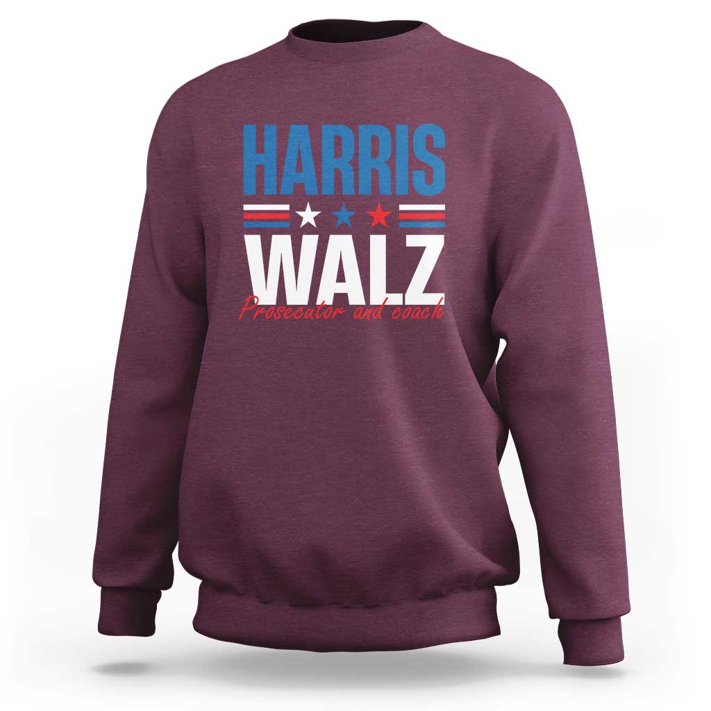 Harris Walz Supporter Sweatshirt Prosecutor And Coach Star US Elections 2024 - Wonder Print Shop