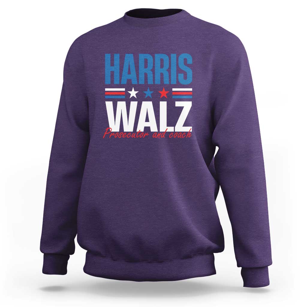 Harris Walz Supporter Sweatshirt Prosecutor And Coach Star US Elections 2024 - Wonder Print Shop