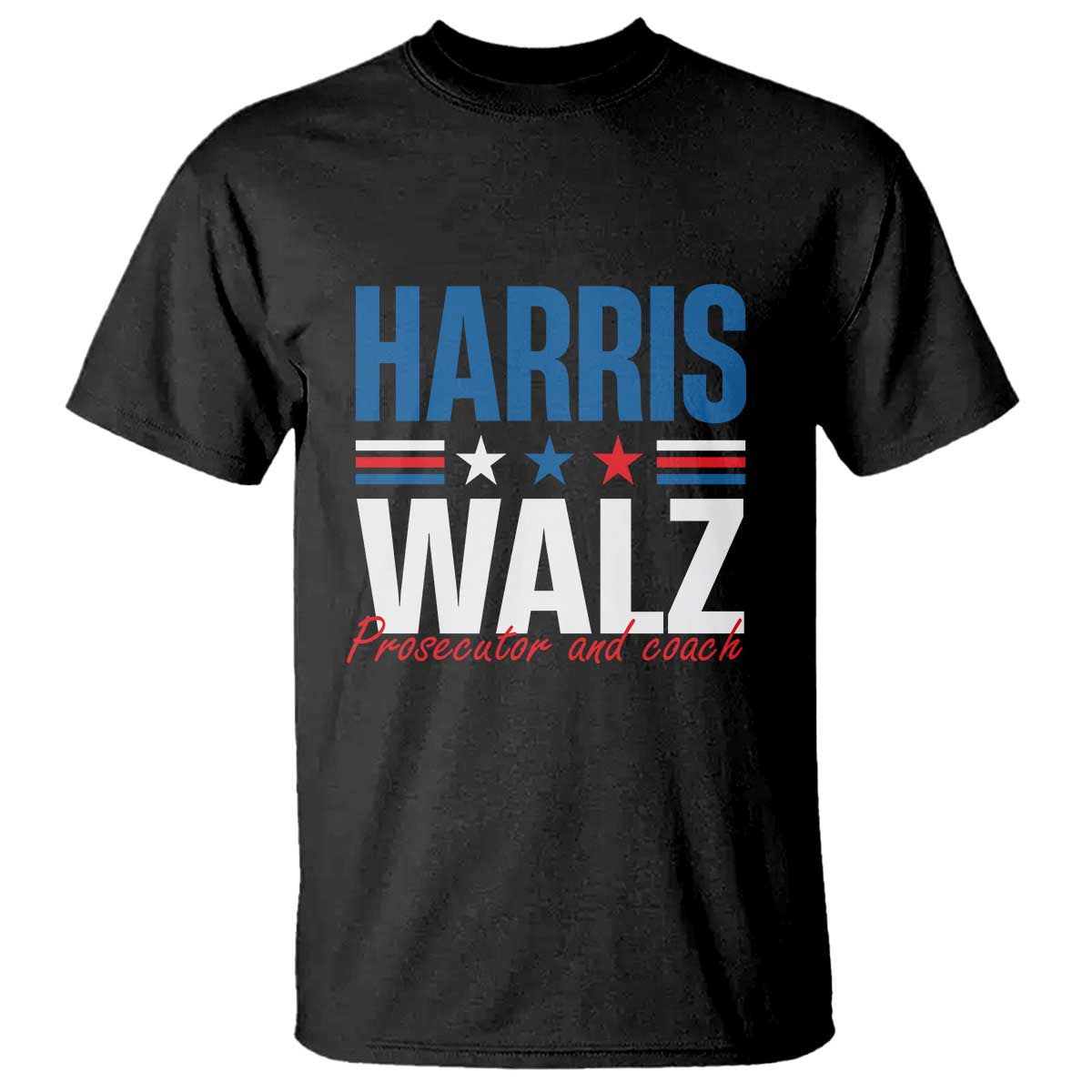 Harris Walz Supporter T Shirt Prosecutor And Coach Star US Elections 2024 - Wonder Print Shop