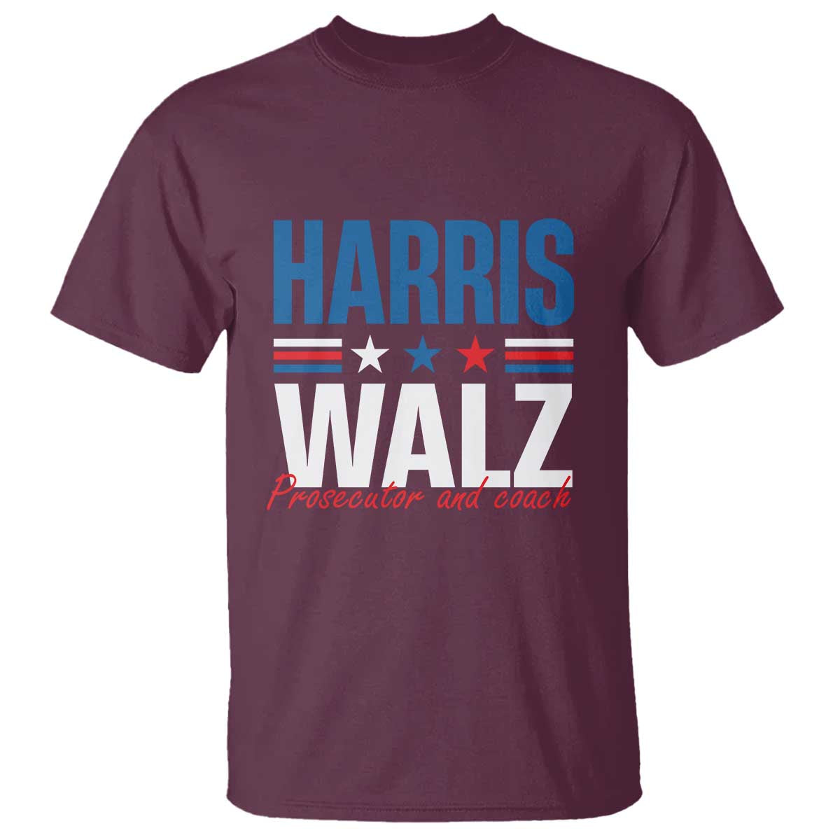 Harris Walz Supporter T Shirt Prosecutor And Coach Star US Elections 2024 - Wonder Print Shop