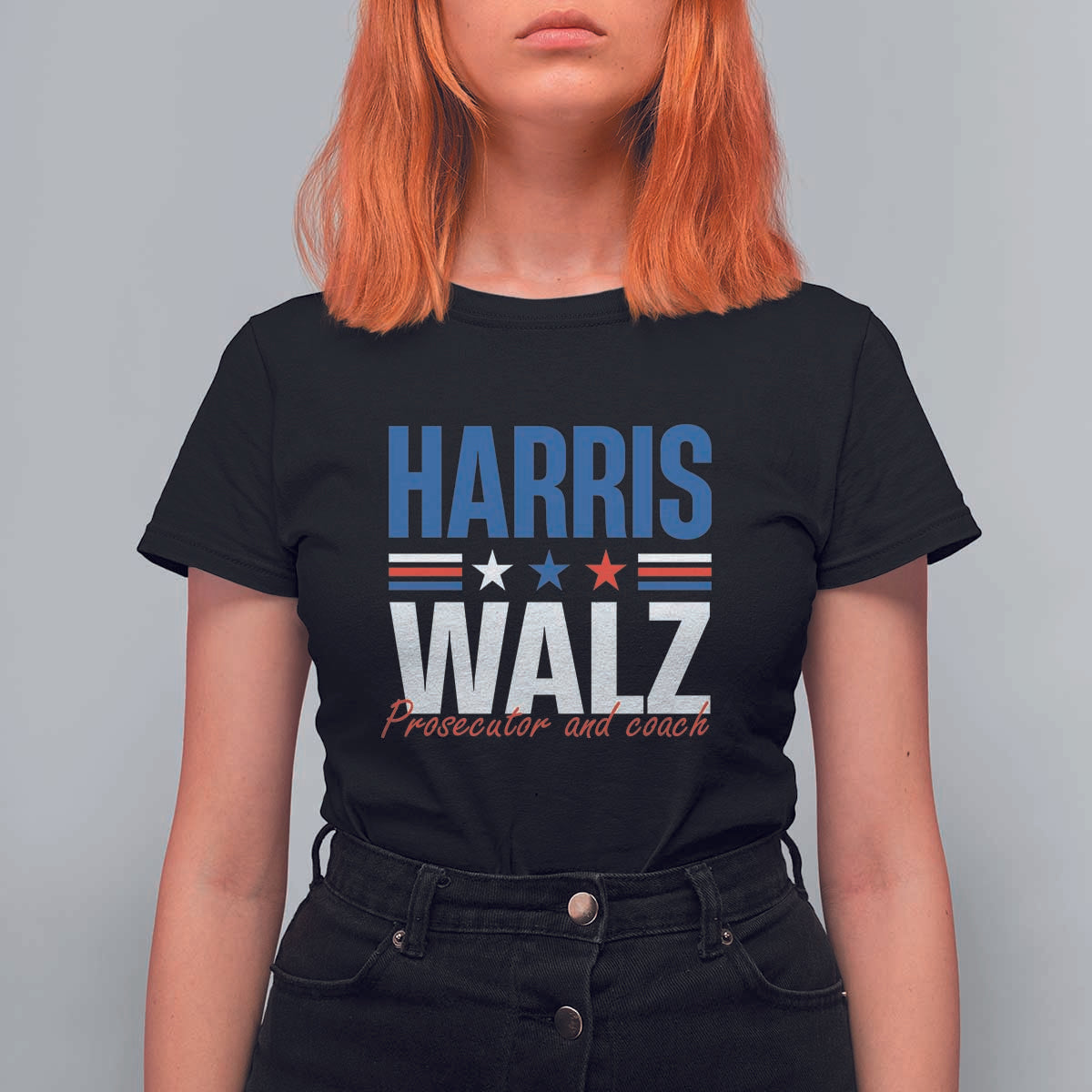 Harris Walz Supporter T Shirt For Women Prosecutor And Coach Star US Elections 2024 - Wonder Print Shop