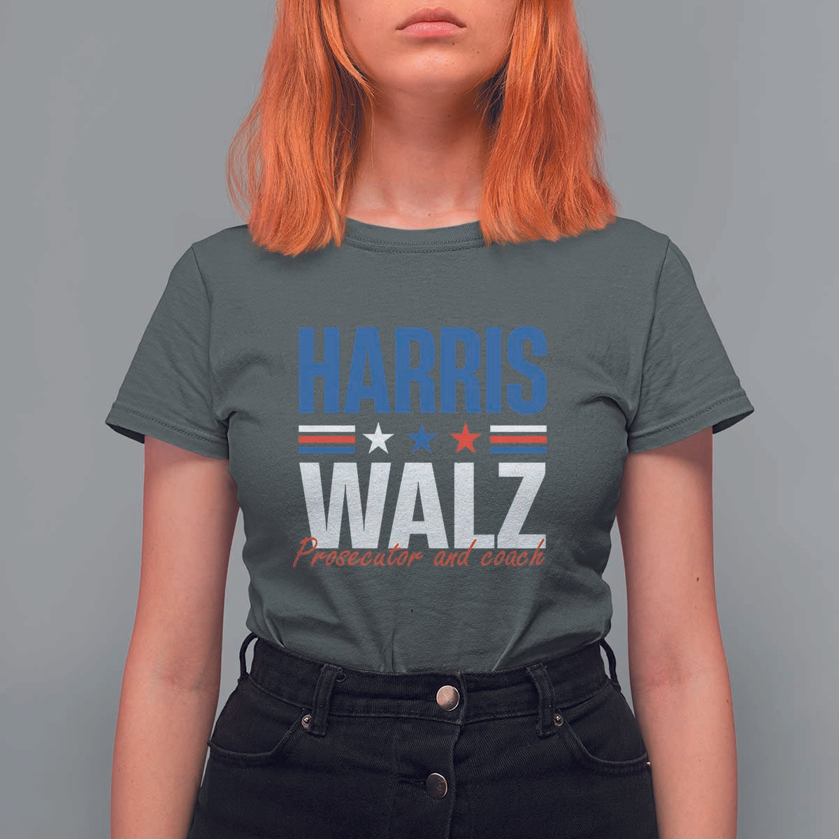 Harris Walz Supporter T Shirt For Women Prosecutor And Coach Star US Elections 2024 - Wonder Print Shop