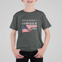 Harris Walz Supporter T Shirt For Kid Hope Is Making A Comeback 2024 American Flag Star - Wonder Print Shop