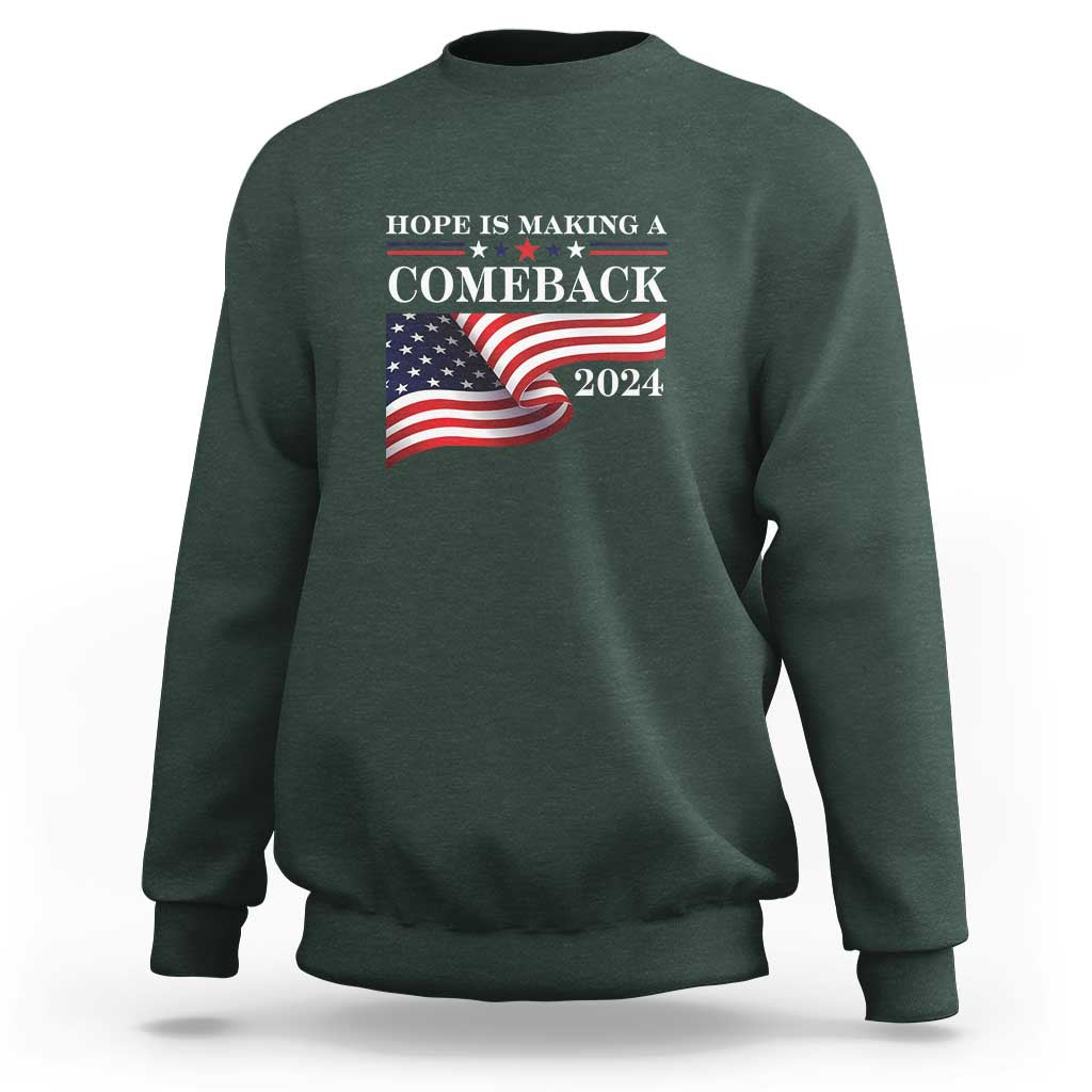 Harris Walz Supporter Sweatshirt Hope Is Making A Comeback 2024 American Flag Star - Wonder Print Shop