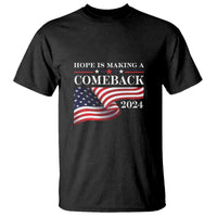 Harris Walz Supporter T Shirt Hope Is Making A Comeback 2024 American Flag Star - Wonder Print Shop