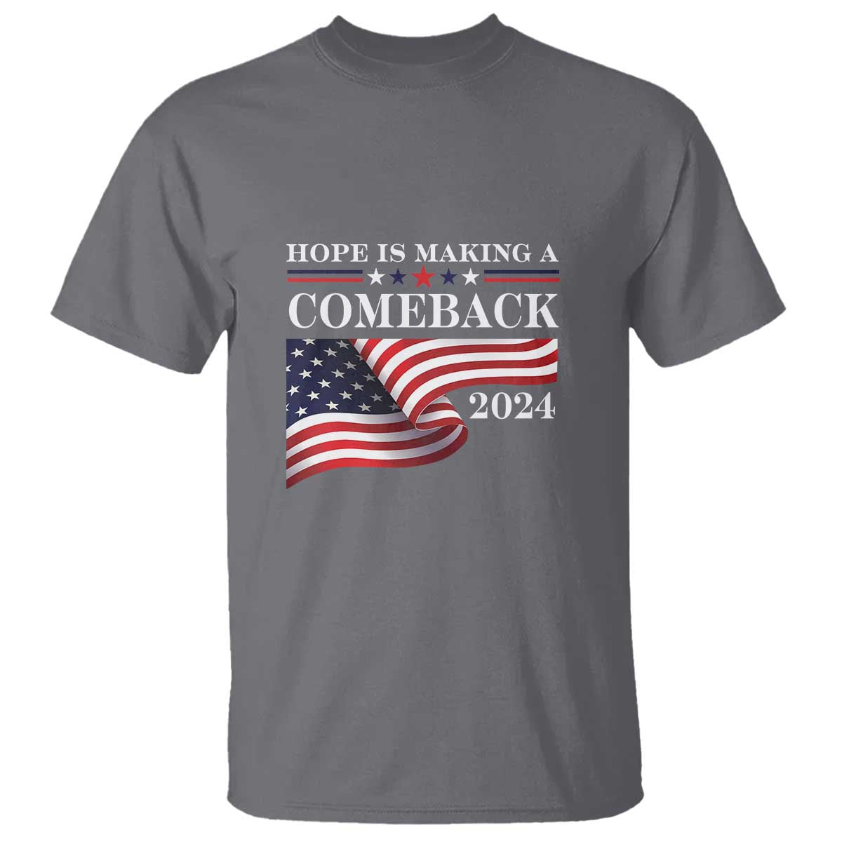 Harris Walz Supporter T Shirt Hope Is Making A Comeback 2024 American Flag Star - Wonder Print Shop