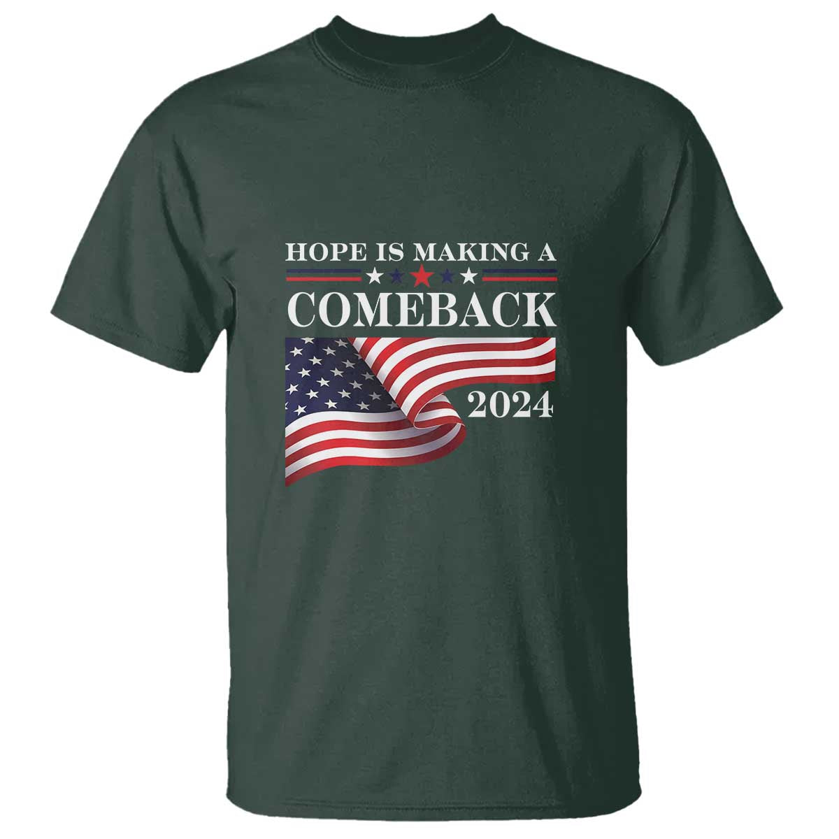 Harris Walz Supporter T Shirt Hope Is Making A Comeback 2024 American Flag Star - Wonder Print Shop