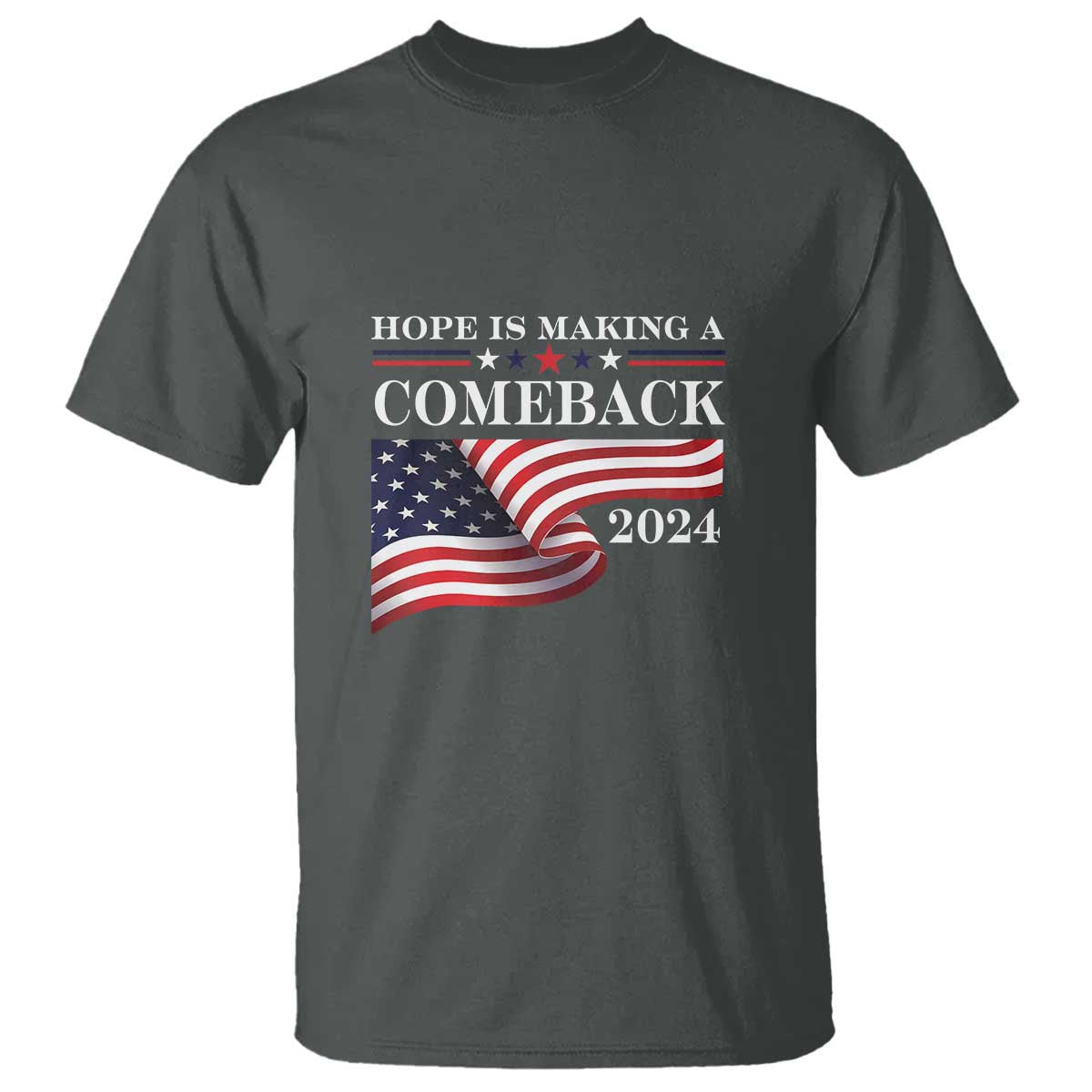 Harris Walz Supporter T Shirt Hope Is Making A Comeback 2024 American Flag Star - Wonder Print Shop