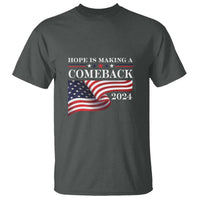 Harris Walz Supporter T Shirt Hope Is Making A Comeback 2024 American Flag Star - Wonder Print Shop