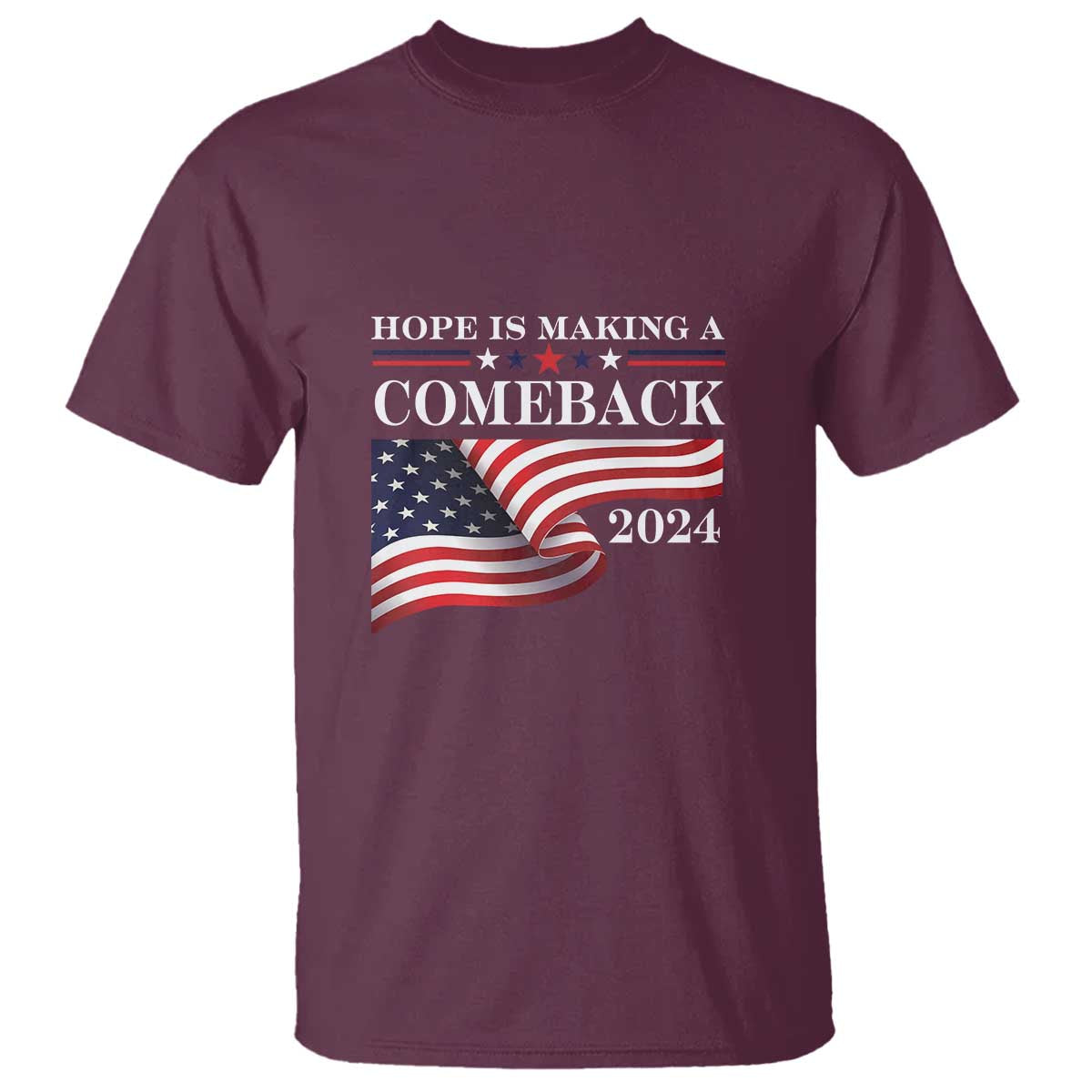 Harris Walz Supporter T Shirt Hope Is Making A Comeback 2024 American Flag Star - Wonder Print Shop