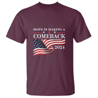 Harris Walz Supporter T Shirt Hope Is Making A Comeback 2024 American Flag Star - Wonder Print Shop