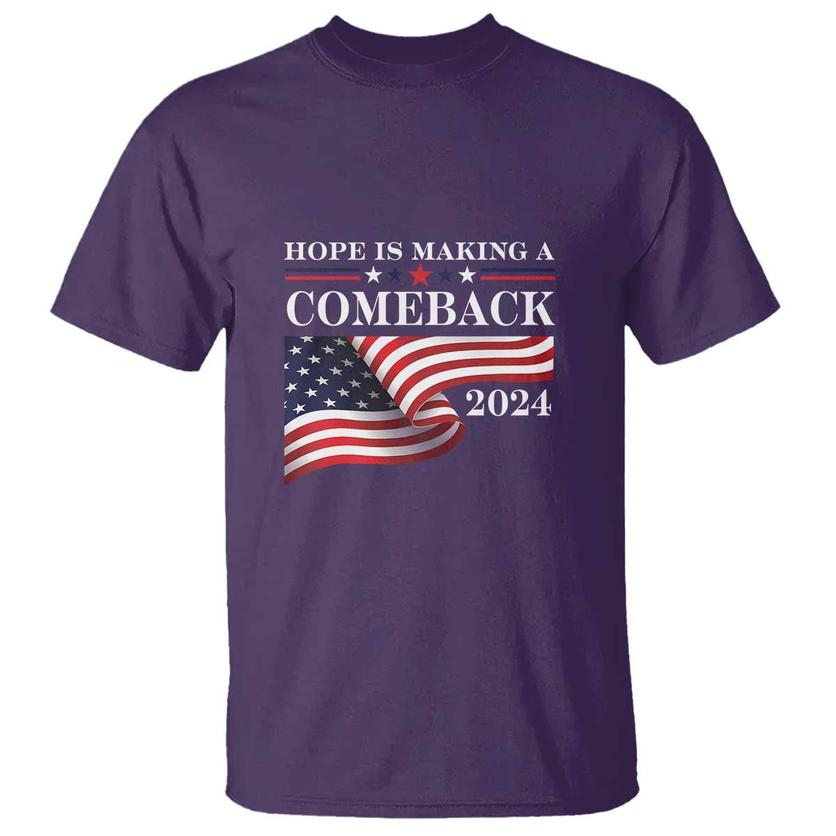 Harris Walz Supporter T Shirt Hope Is Making A Comeback 2024 American Flag Star - Wonder Print Shop