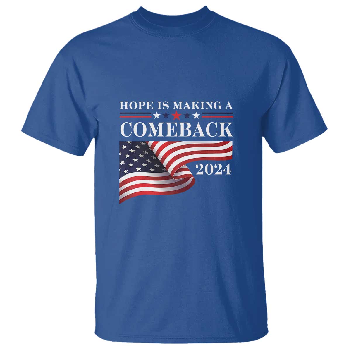 Harris Walz Supporter T Shirt Hope Is Making A Comeback 2024 American Flag Star - Wonder Print Shop