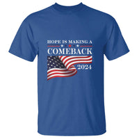 Harris Walz Supporter T Shirt Hope Is Making A Comeback 2024 American Flag Star - Wonder Print Shop