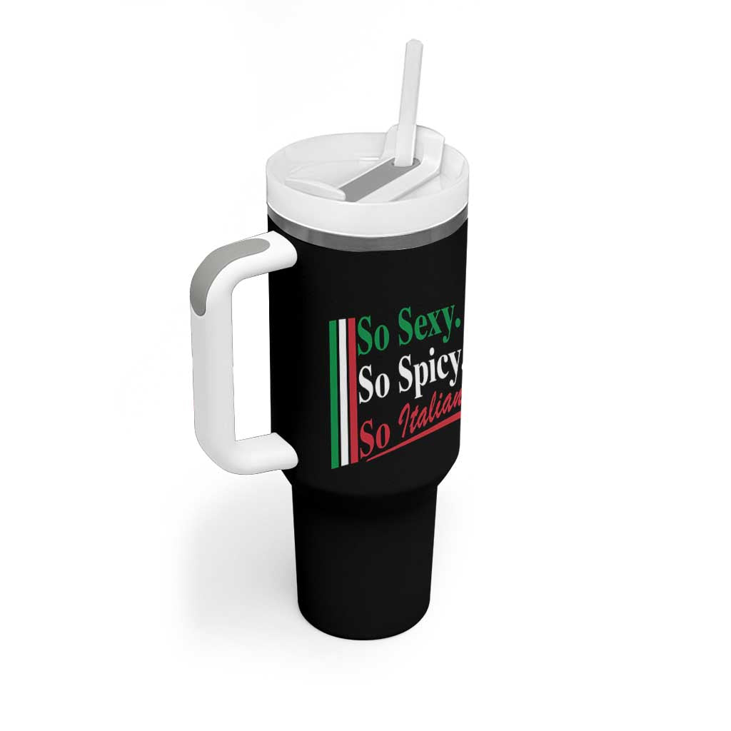 Funny Italian Pride Tumbler With Handle So Sexy So Spicy So Italian Chef Humor - Wonder Print Shop