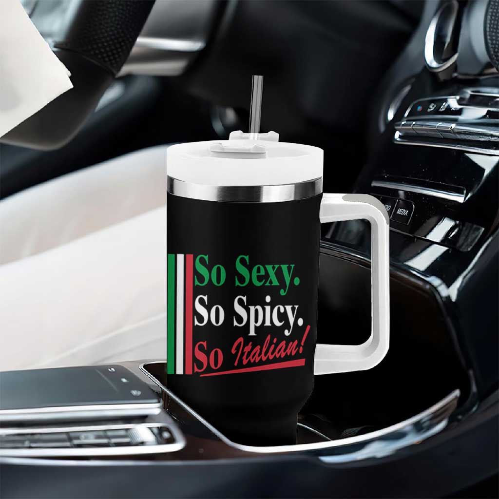 Funny Italian Pride Tumbler With Handle So Sexy So Spicy So Italian Chef Humor - Wonder Print Shop