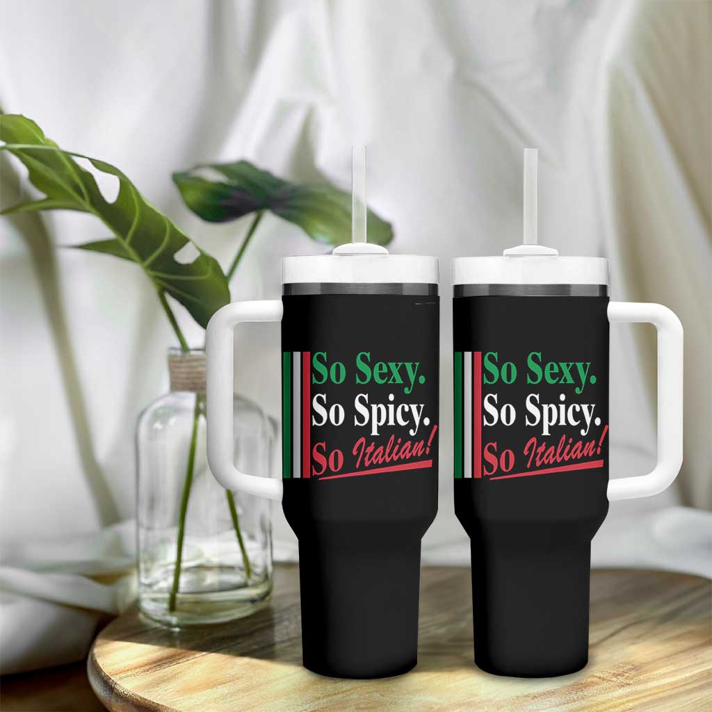 Funny Italian Pride Tumbler With Handle So Sexy So Spicy So Italian Chef Humor - Wonder Print Shop
