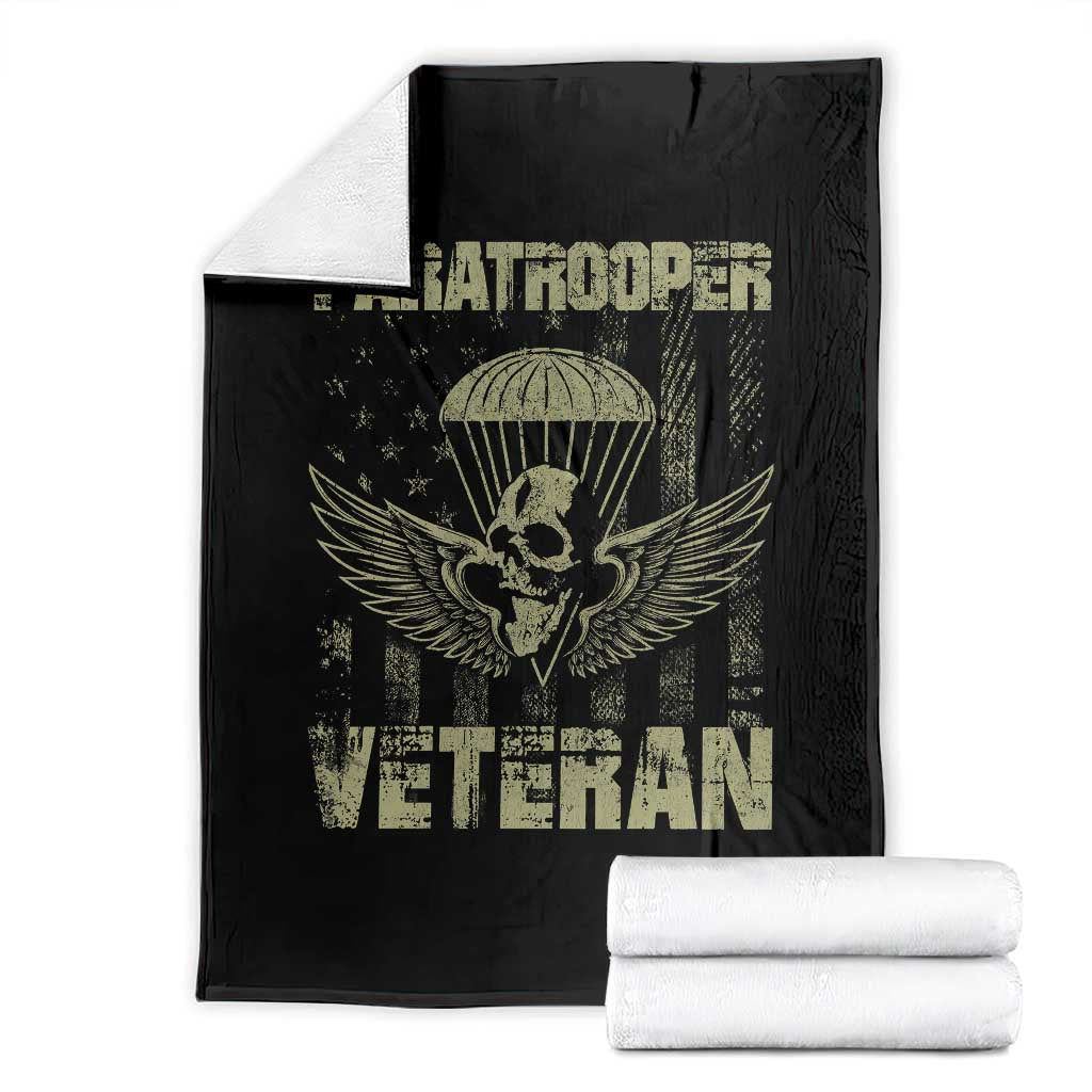 Paratrooper Veteran Throw Blanket Airborne Military Vintage American Flag - Wonder Print Shop