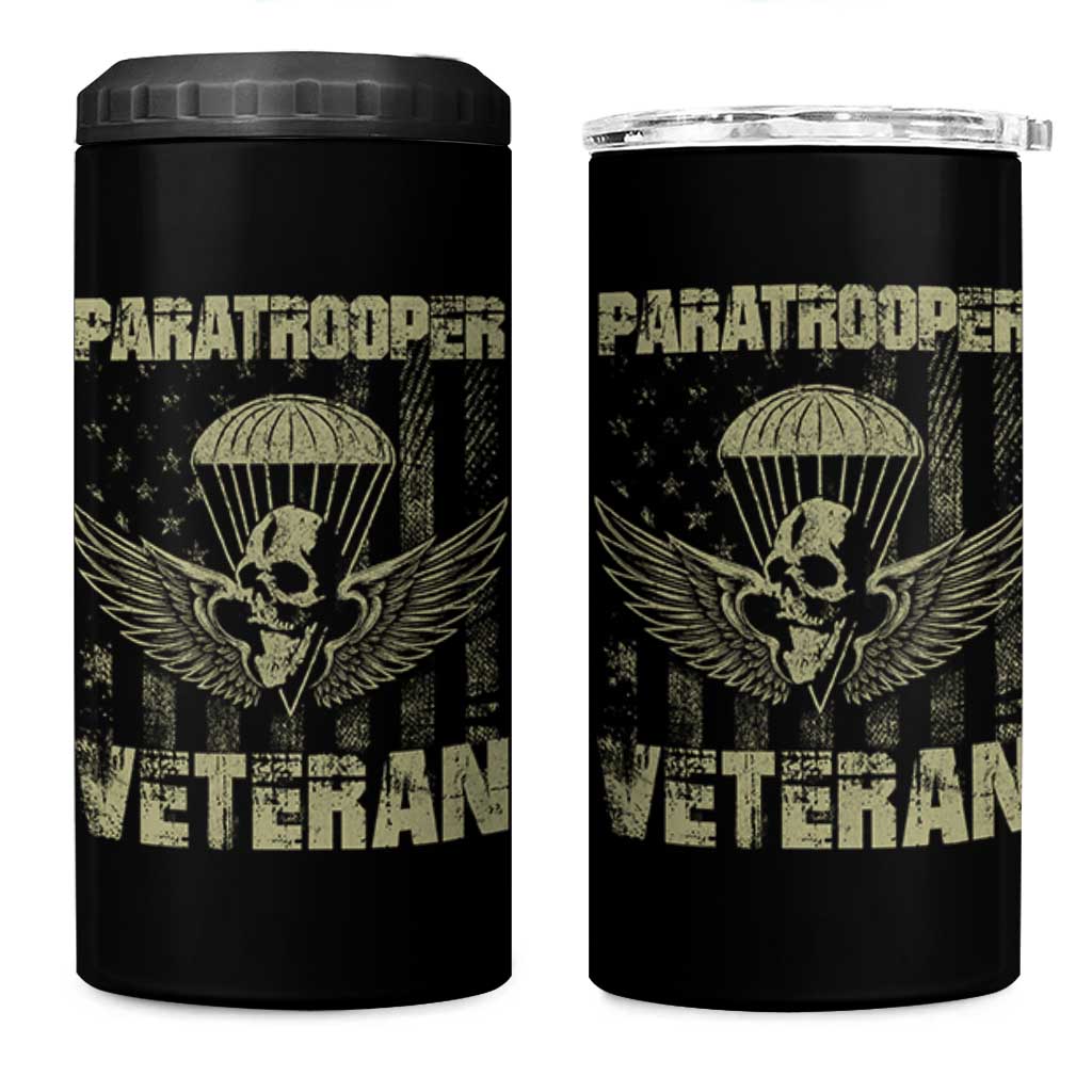 Paratrooper Veteran 4 in 1 Can Cooler Tumbler Airborne Military Vintage American Flag - Wonder Print Shop
