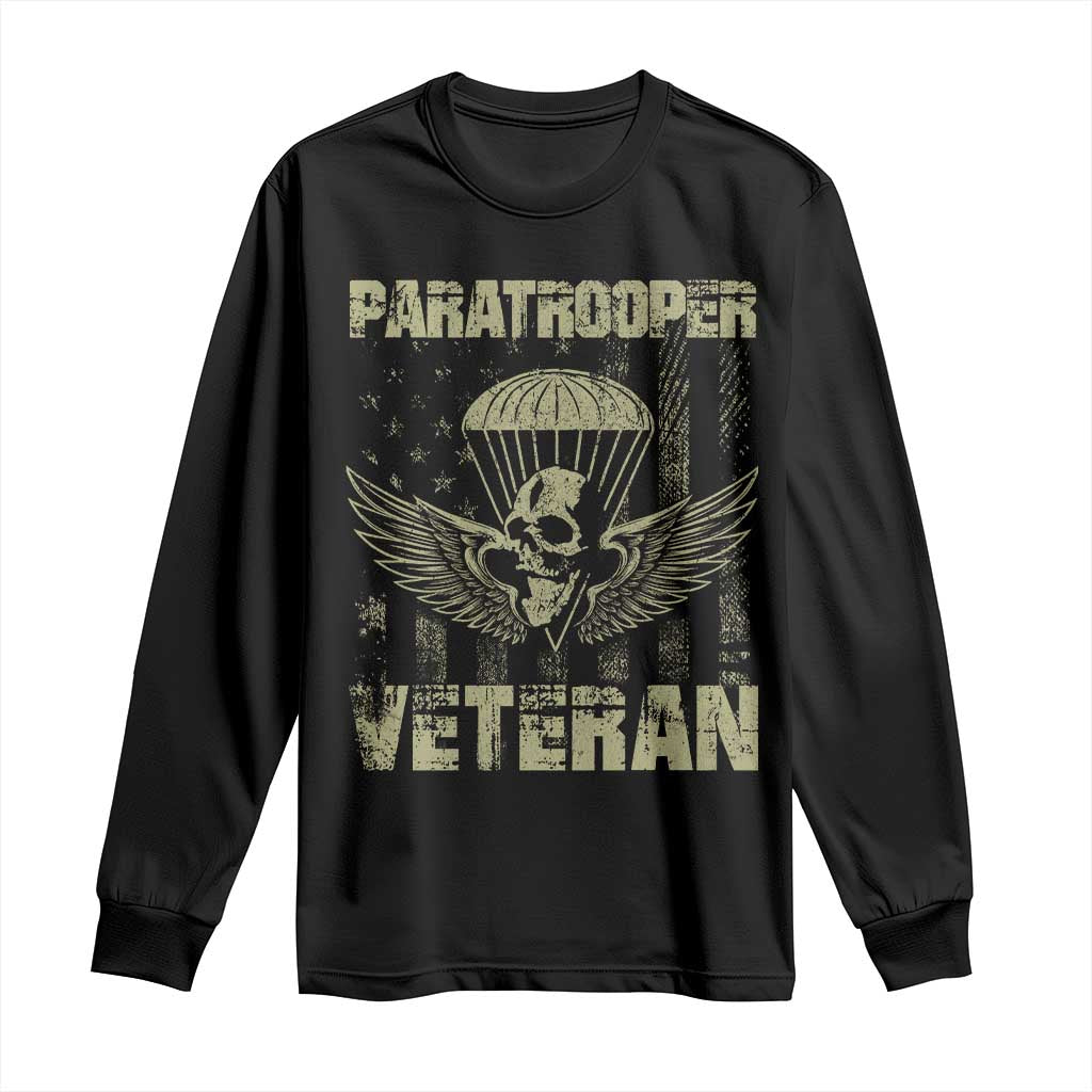 Paratrooper Veteran Long Sleeve Shirt Airborne Military Vintage American Flag - Wonder Print Shop