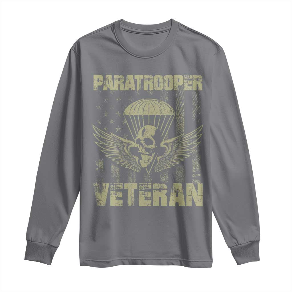 Paratrooper Veteran Long Sleeve Shirt Airborne Military Vintage American Flag - Wonder Print Shop