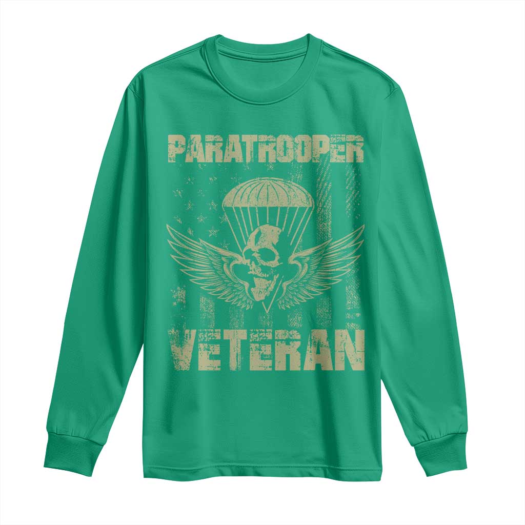 Paratrooper Veteran Long Sleeve Shirt Airborne Military Vintage American Flag - Wonder Print Shop