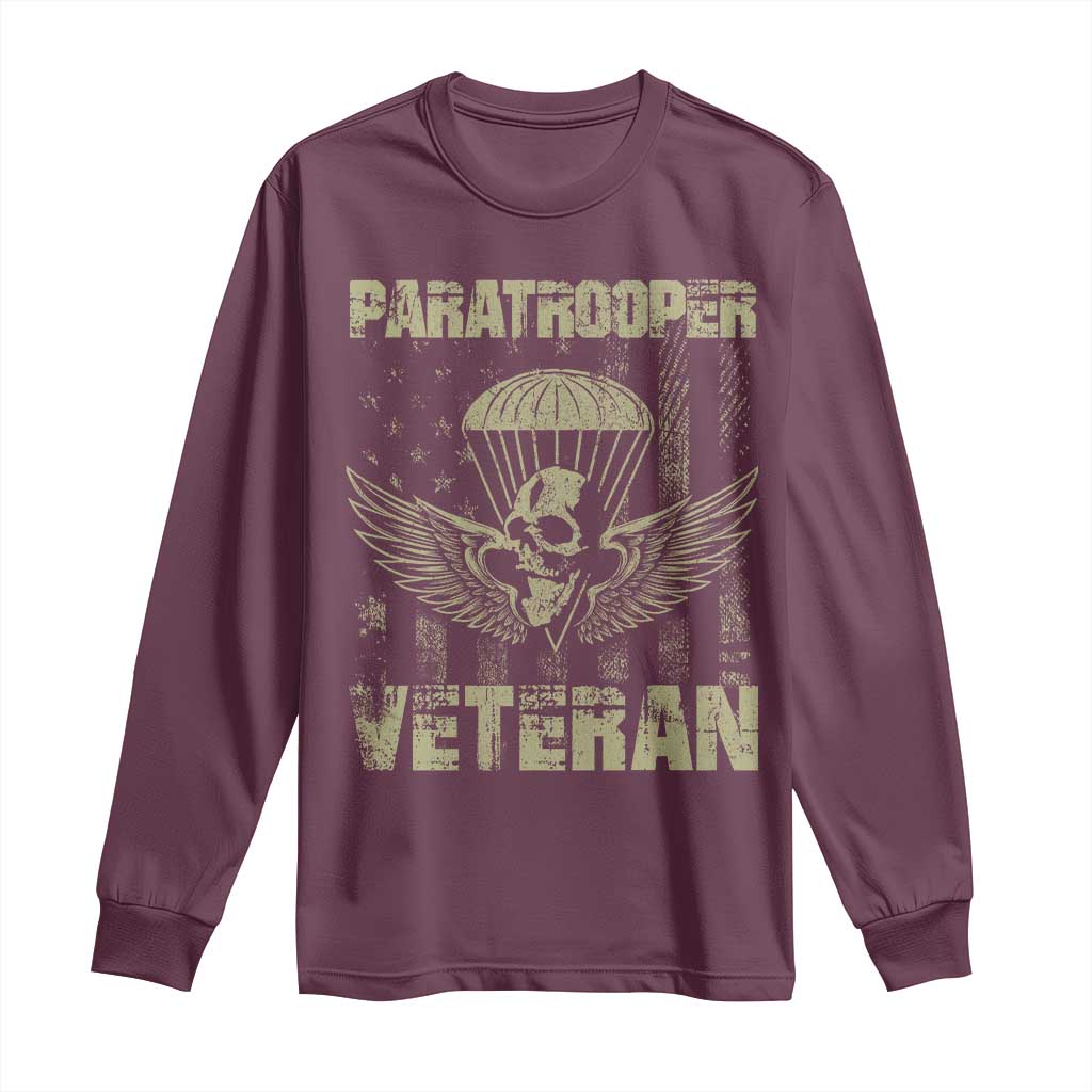 Paratrooper Veteran Long Sleeve Shirt Airborne Military Vintage American Flag - Wonder Print Shop
