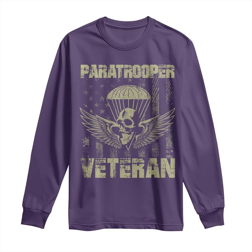 Paratrooper Veteran Long Sleeve Shirt Airborne Military Vintage American Flag - Wonder Print Shop