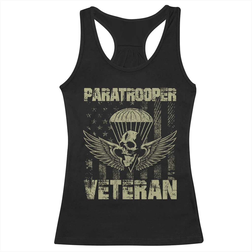 Paratrooper Veteran Racerback Tank Top Airborne Military Vintage American Flag - Wonder Print Shop