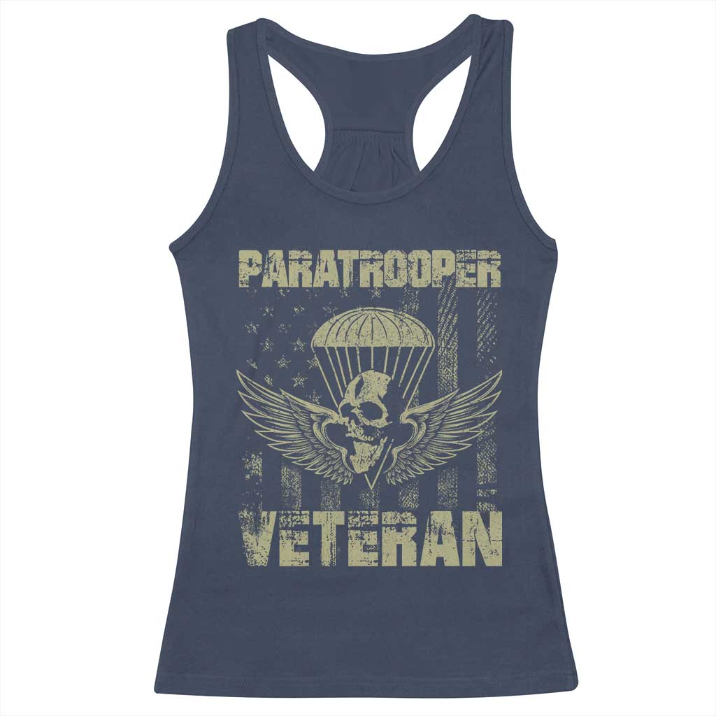 Paratrooper Veteran Racerback Tank Top Airborne Military Vintage American Flag - Wonder Print Shop