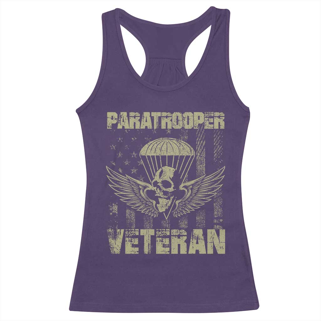 Paratrooper Veteran Racerback Tank Top Airborne Military Vintage American Flag - Wonder Print Shop