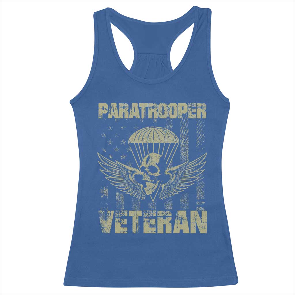 Paratrooper Veteran Racerback Tank Top Airborne Military Vintage American Flag - Wonder Print Shop