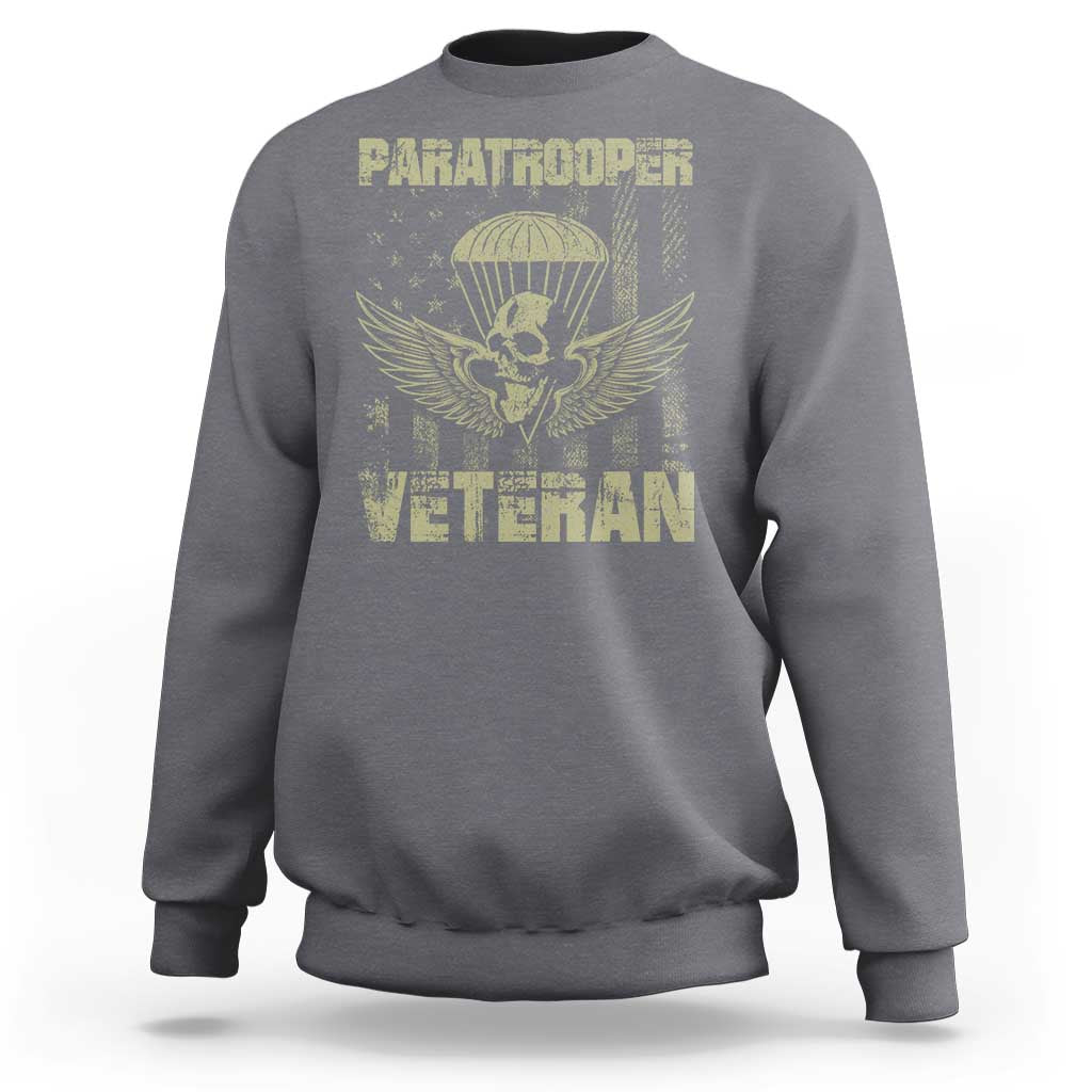 Paratrooper Veteran Sweatshirt Airborne Military Vintage American Flag - Wonder Print Shop