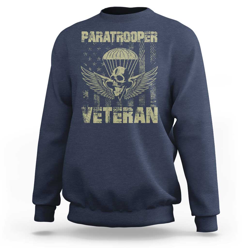 Paratrooper Veteran Sweatshirt Airborne Military Vintage American Flag - Wonder Print Shop