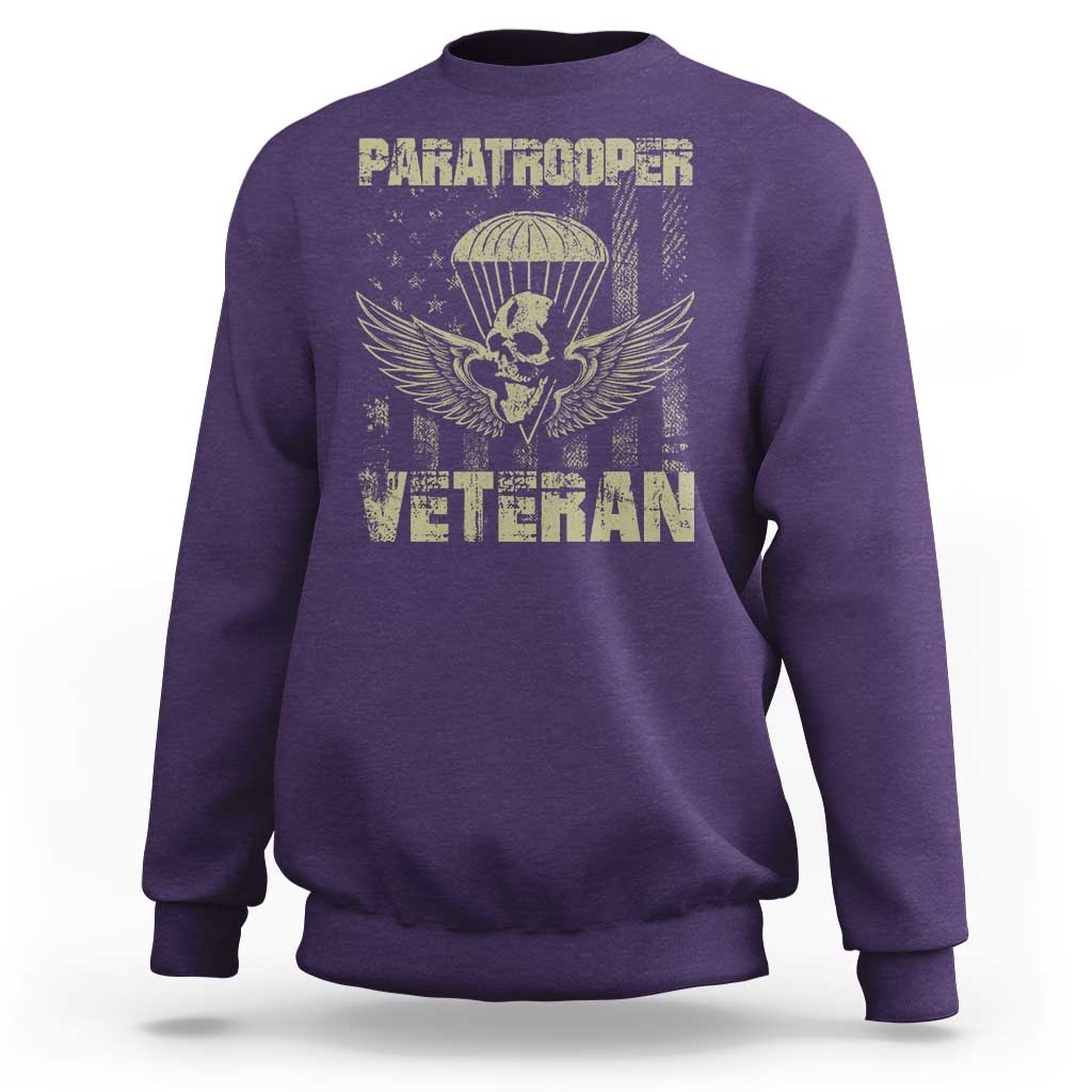 Paratrooper Veteran Sweatshirt Airborne Military Vintage American Flag - Wonder Print Shop