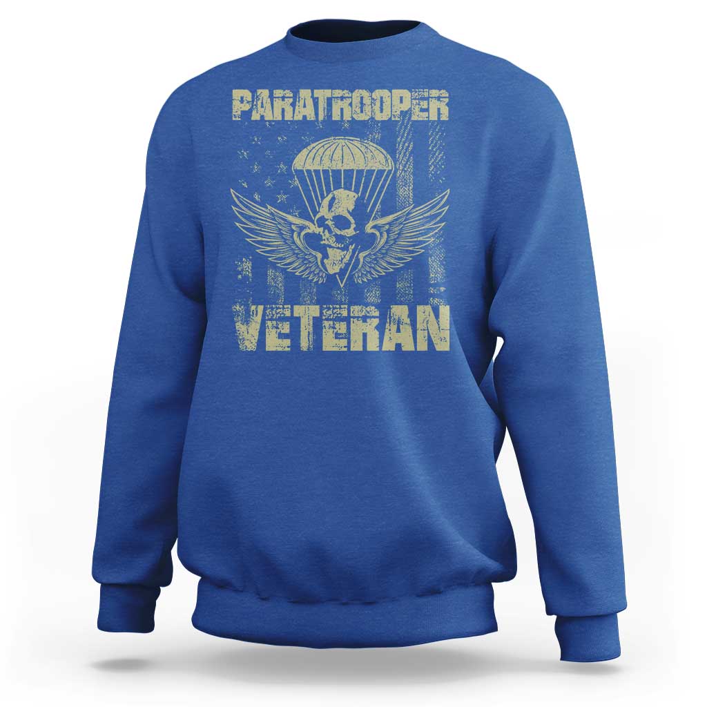 Paratrooper Veteran Sweatshirt Airborne Military Vintage American Flag - Wonder Print Shop