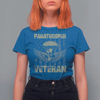 Paratrooper Veteran T Shirt For Women Airborne Military Vintage American Flag - Wonder Print Shop