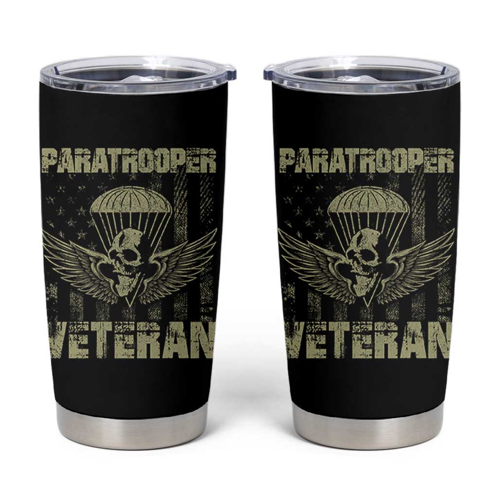Paratrooper Veteran Tumbler Cup Airborne Military Vintage American Flag - Wonder Print Shop