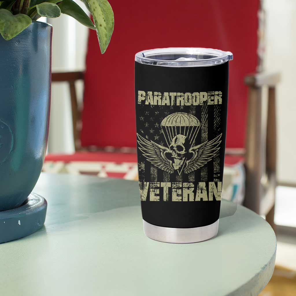 Paratrooper Veteran Tumbler Cup Airborne Military Vintage American Flag - Wonder Print Shop