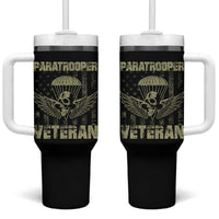 Paratrooper Veteran Tumbler With Handle Airborne Military Vintage American Flag - Wonder Print Shop