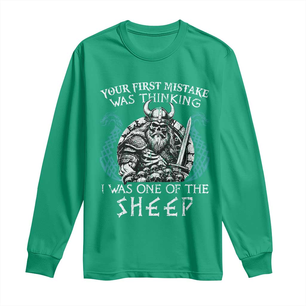 Viking Your First Mistake Was Thinking I Was One Of The Sheep Long Sleeve Shirt Viking Warrior - Wonder Print Shop