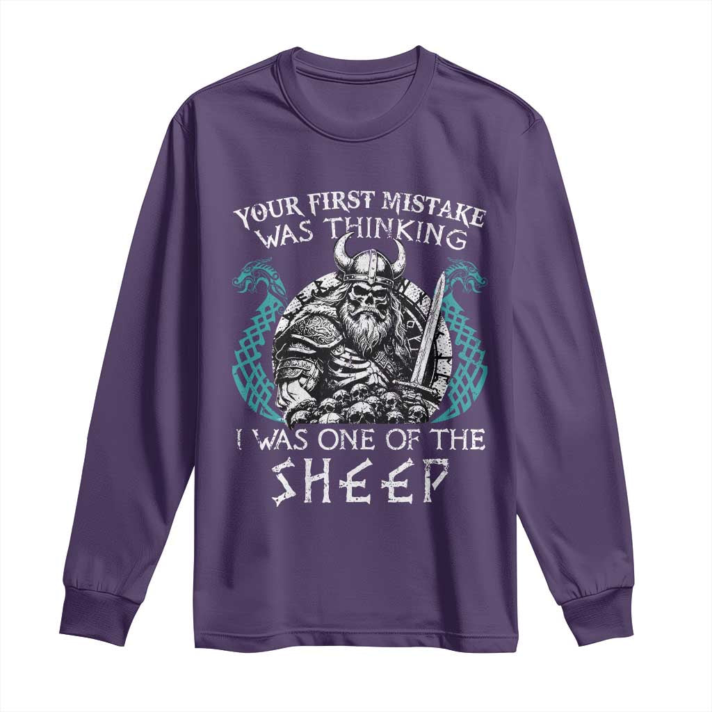 Viking Your First Mistake Was Thinking I Was One Of The Sheep Long Sleeve Shirt Viking Warrior - Wonder Print Shop