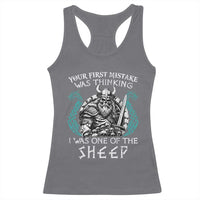 Viking Your First Mistake Was Thinking I Was One Of The Sheep Racerback Tank Top Viking Warrior - Wonder Print Shop