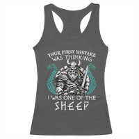 Viking Your First Mistake Was Thinking I Was One Of The Sheep Racerback Tank Top Viking Warrior - Wonder Print Shop
