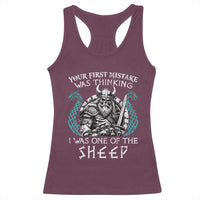 Viking Your First Mistake Was Thinking I Was One Of The Sheep Racerback Tank Top Viking Warrior - Wonder Print Shop