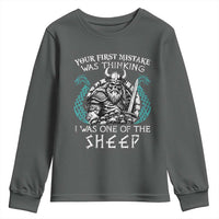 Viking Your First Mistake Was Thinking I Was One Of The Sheep Youth Sweatshirt Viking Warrior - Wonder Print Shop