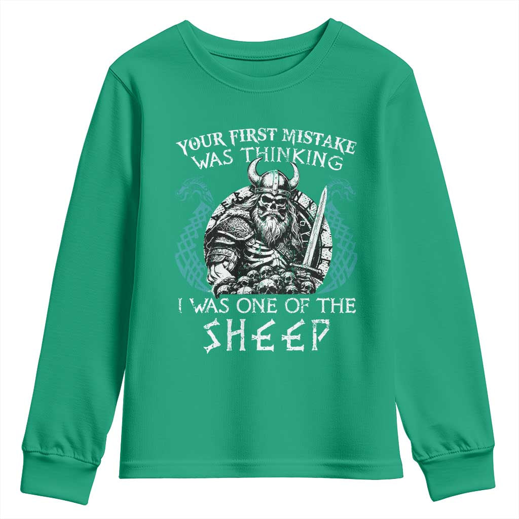 Viking Your First Mistake Was Thinking I Was One Of The Sheep Youth Sweatshirt Viking Warrior - Wonder Print Shop