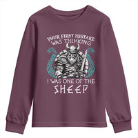 Viking Your First Mistake Was Thinking I Was One Of The Sheep Youth Sweatshirt Viking Warrior - Wonder Print Shop